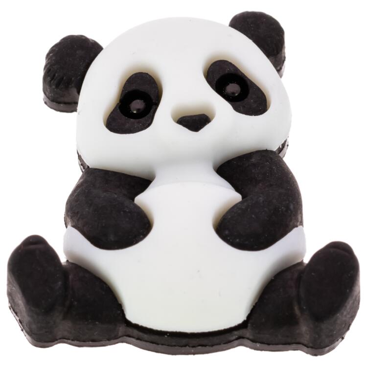 Kinderknopf aus Kunststoff - sympathischer Panda in Schwarz-Weiß 28mm