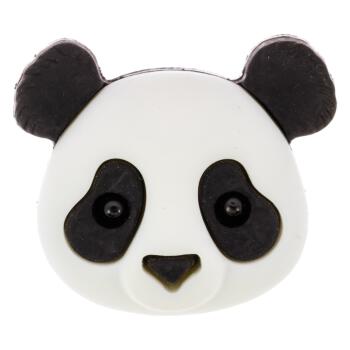 Kinderknopf aus Kunststoff - Panda-Kopf in Schwarz-Weiß