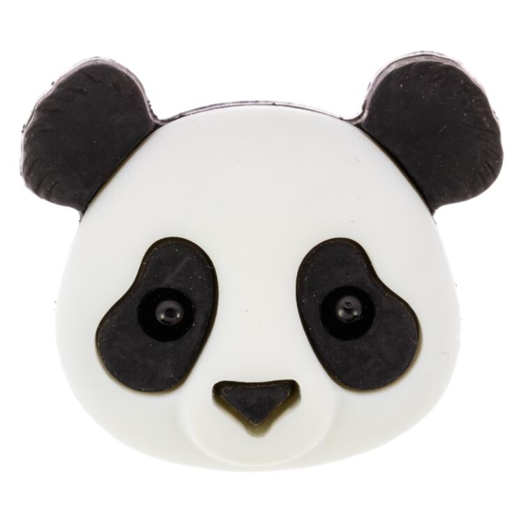 Kinderknopf aus Kunststoff - Panda-Kopf in Schwarz-Weiß 20mm