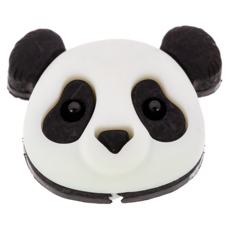 Kinderknopf aus Kunststoff - Panda-Kopf in Schwarz-Weiß 20mm