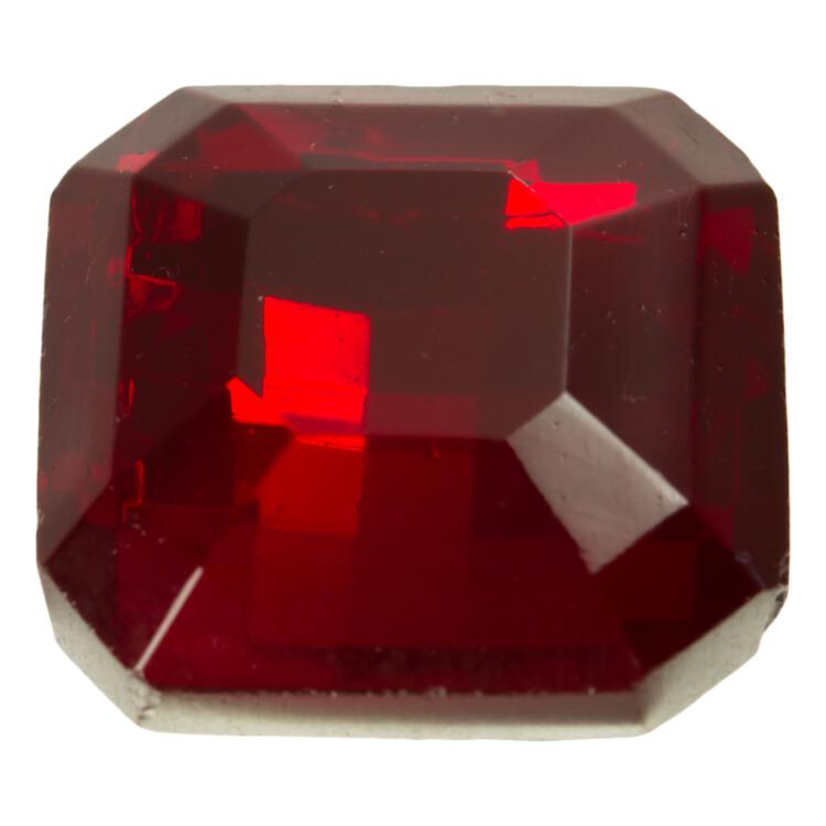Glasknopf geschliffen in transparent Rot mit Metallöse