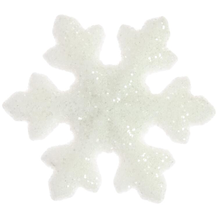 Weihnachtsknopf - weiße Schneeflocke mit Glitzer 20mm
