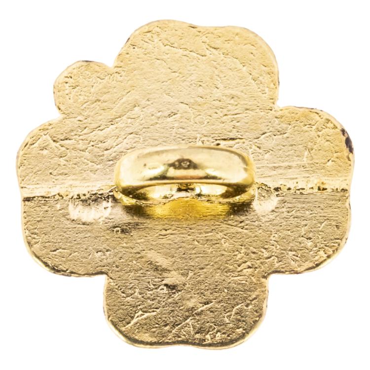 Metallknopf in Blumenform in Mint-Gold 12mm