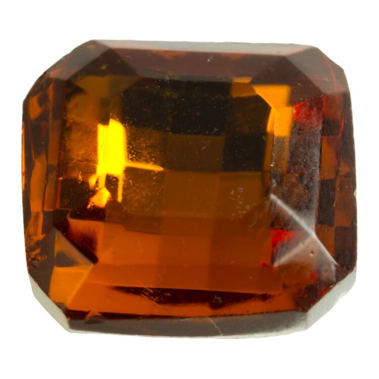 Glasknopf geschliffen in transparent Orange mit Metallöse