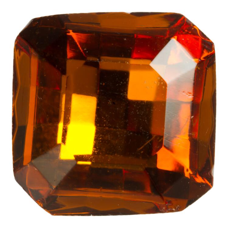 Glasknopf geschliffen in transparent Orange mit Metallöse