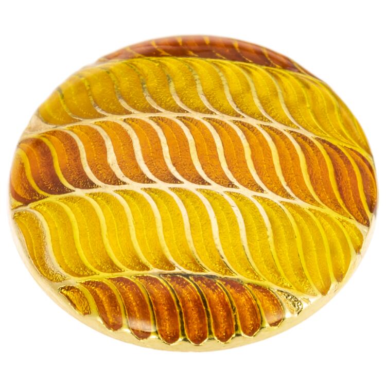 Metallknopf mit Wellenmuster in Gelb und Orange 15mm