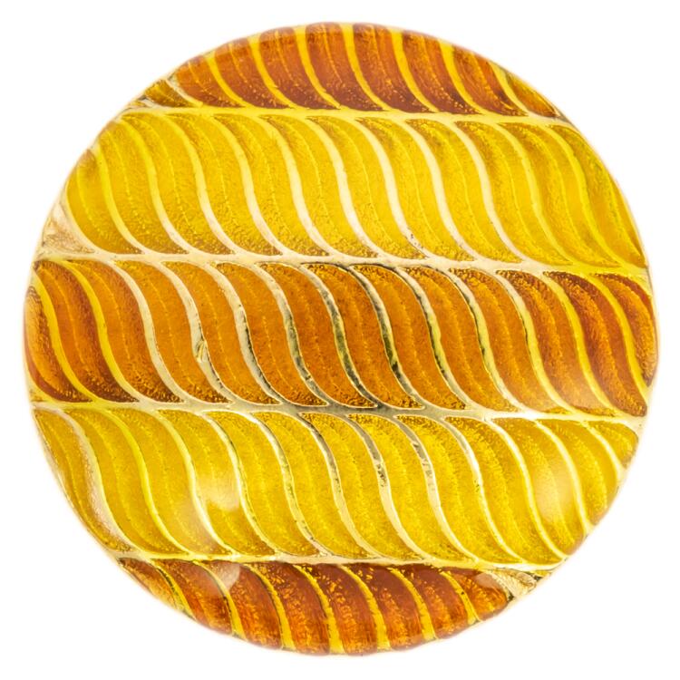 Metallknopf mit Wellenmuster in Gelb und Orange 23mm