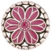 Zierknopf aus Metall in Altsilber Blumenform mit rosa Füllung