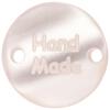 Knopf-Label "Hand Made" in Perlmuttweiß 18mm