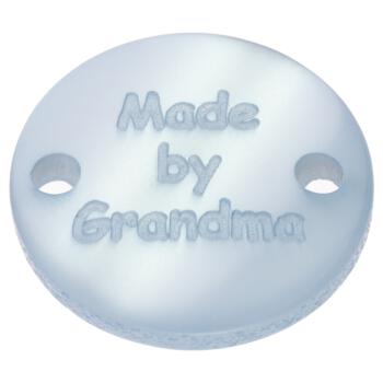 Knopf-Label "Made by Grandma" in Blau 18mm