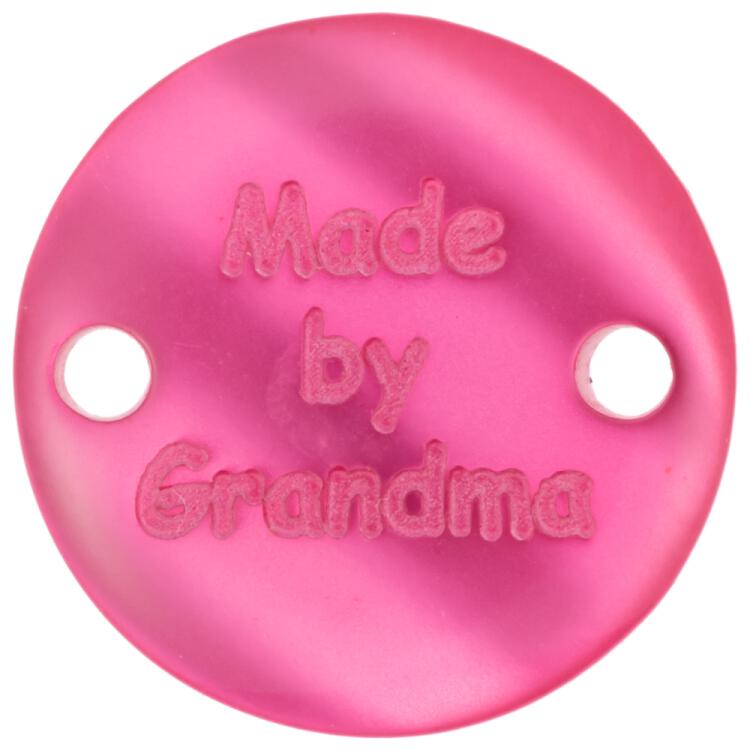 Knopf-Label "Made by Grandma" in Pink 18mm