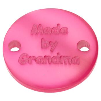 Knopf-Label "Made by Grandma" in Pink 18mm