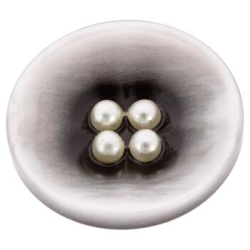 Kunststoffknopf in Tahiti Perlmutt Optik mit vier Perlen