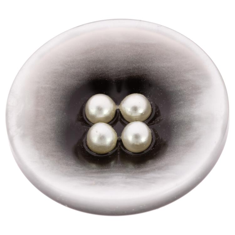 Kunststoffknopf in Tahiti Perlmutt Optik mit vier Perlen 28mm