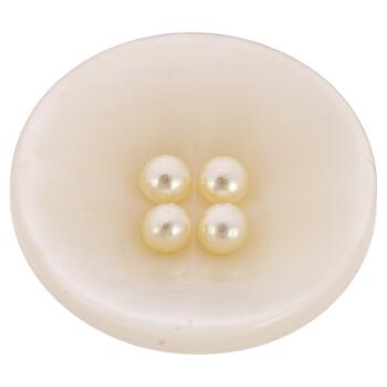 Kunststoffknopf in Perlmuttoptik mit vier Perlen