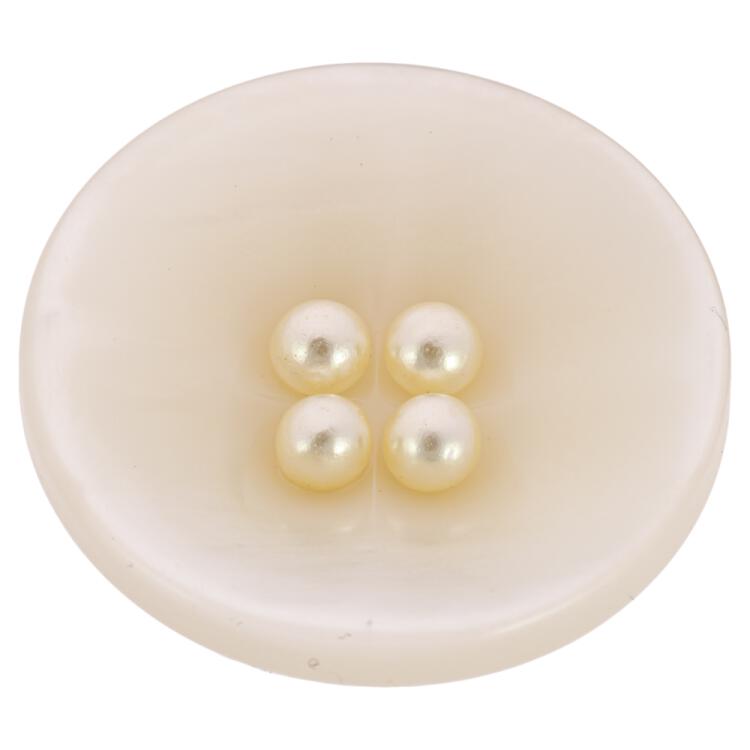 Kunststoffknopf in Perlmuttoptik mit vier Perlen 18mm