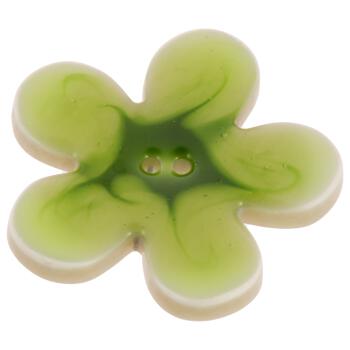 Kunststoffknopf in Blumenform mit Farbverlauf in Grün