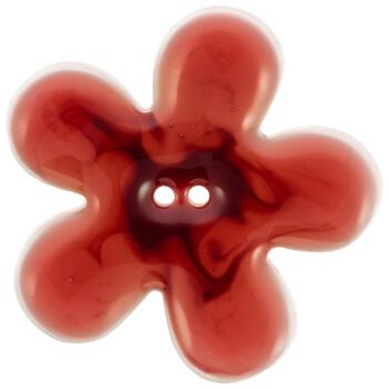 Kunststoffknopf in Blumenform mit Farbverlauf in Rot