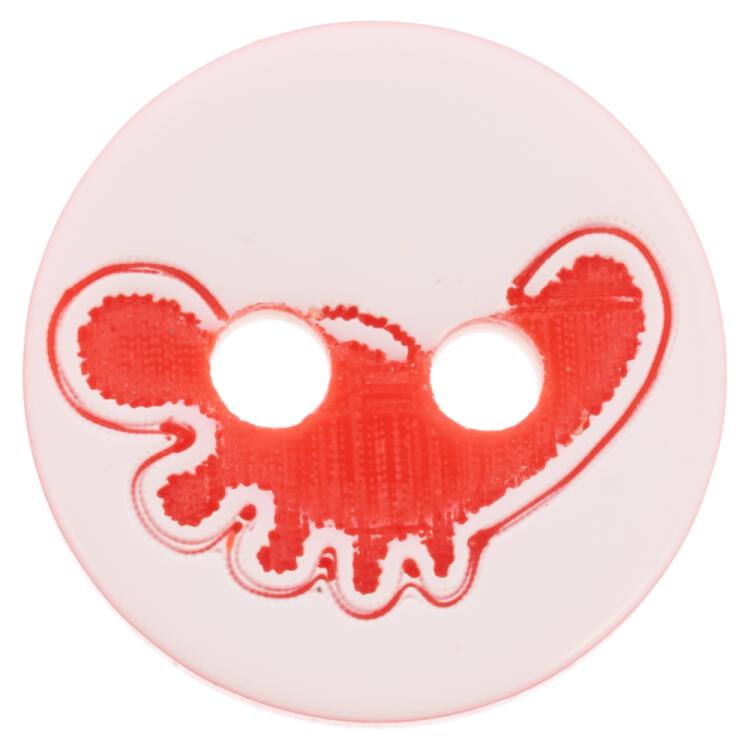 Kinderknopf aus Kunststoff in Weiß-Rot mit süßer Füßchen-Lasergravur 13mm