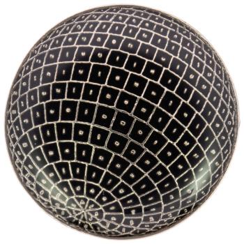 Metallknopf mit Globus-Motiv in Schwarz-Silber