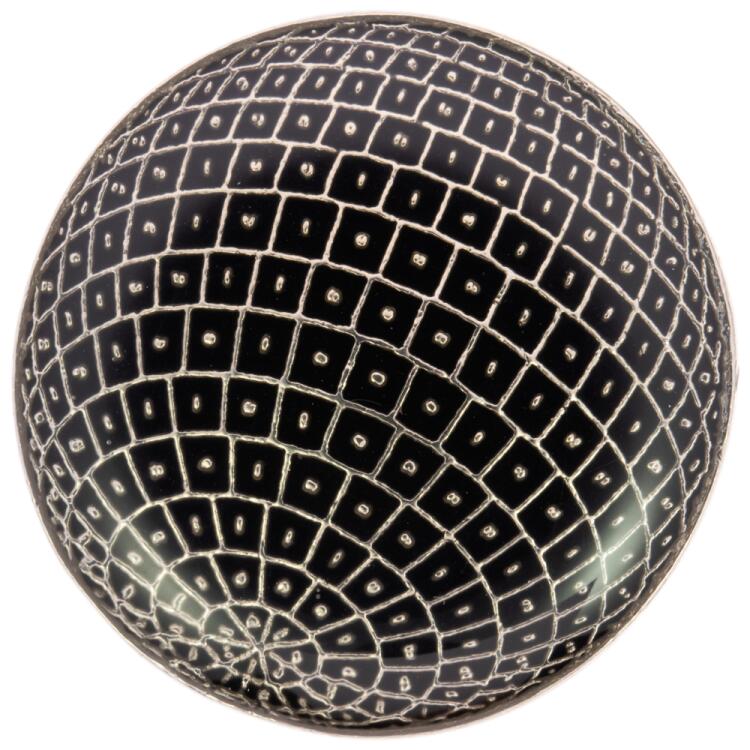 Metallknopf mit Globus-Motiv in Schwarz-Silber 15mm