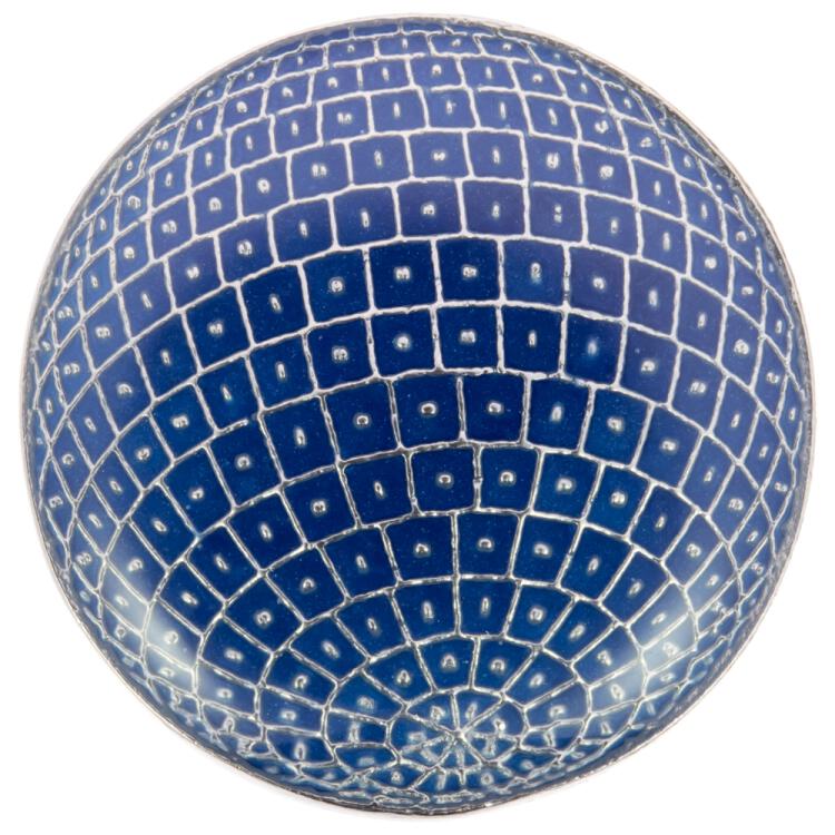 Metallknopf mit Globus-Motiv in Blau-Silber 15mm