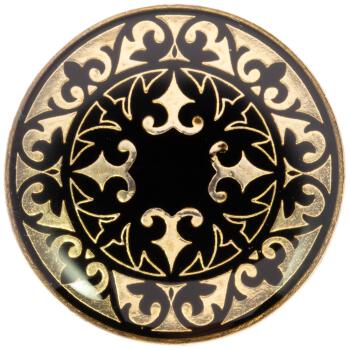 Metallknopf mit Ornament in Schwarz-Gold
