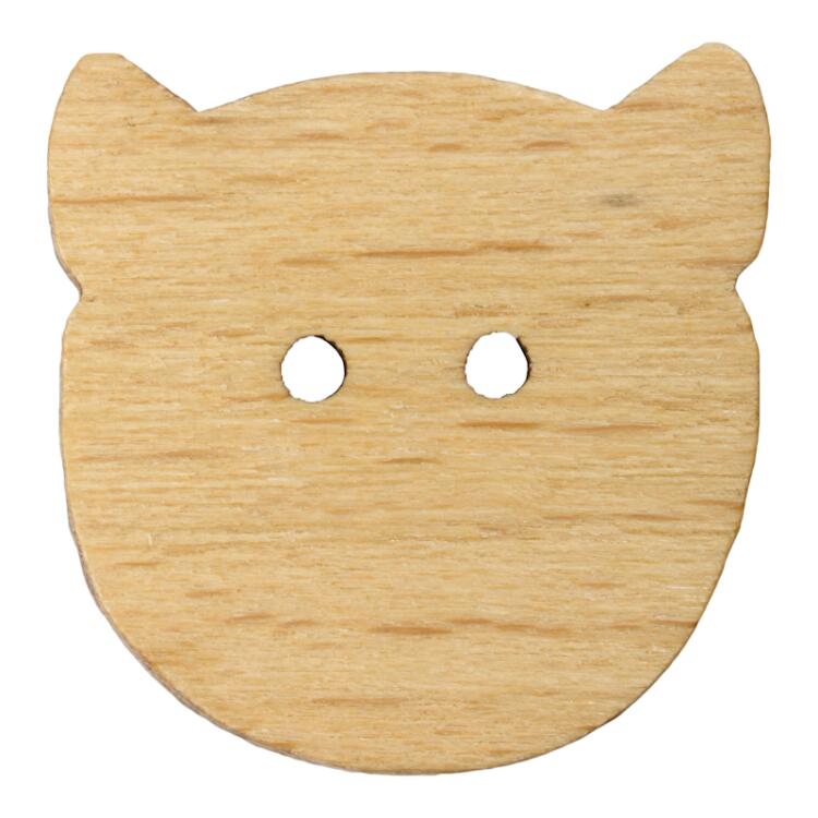 Kinderknopf - aus echtem Holz Katzenkopf 18mm