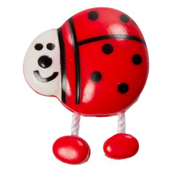 Kinderknopf - lustiger Marienkäfer in Rot mit Füßchen