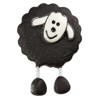 Kinderknopf - schwarzes Schaf mit Füßchen