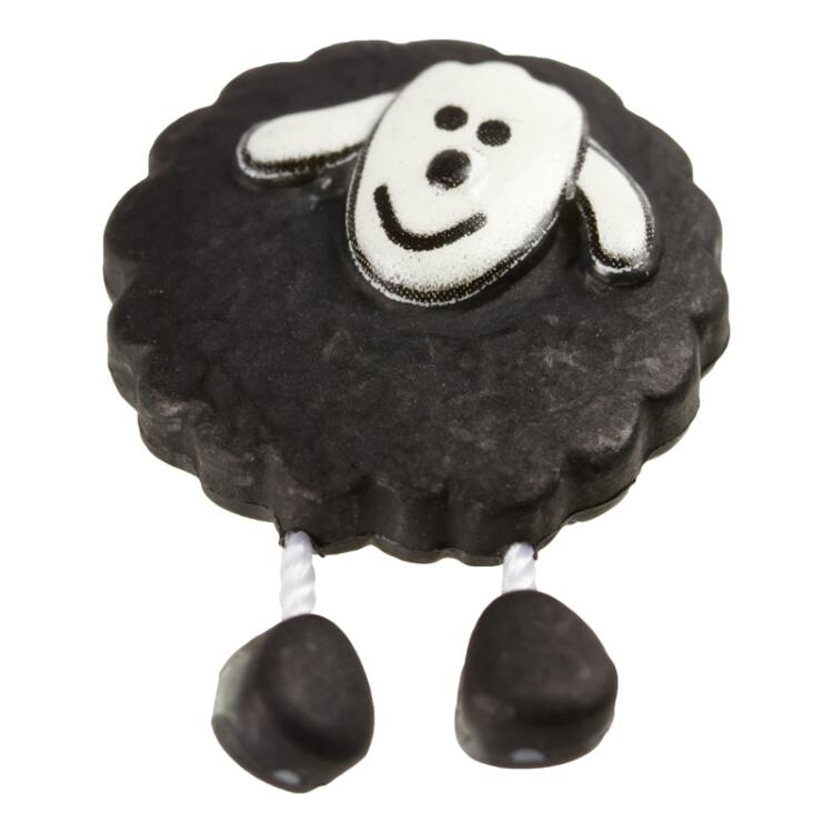 Kinderknopf - schwarzes Schaf mit Füßchen 18mm