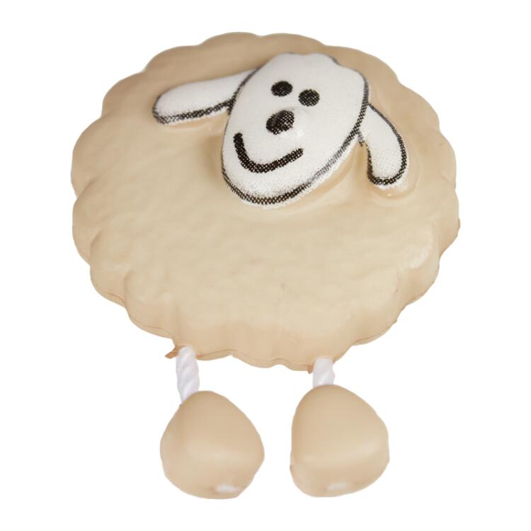 Kinderknopf - Schaf in Beige mit Füßchen