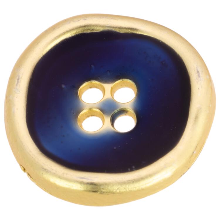 Metallknopf in Gold mit blauer Füllung