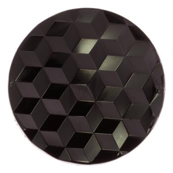 Kunststoffknopf in Schwarz mit 3-D-Würfelmuster