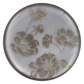 Edler Kunststoffknopf in Perlmuttoptik Grau mit Blumenmotiv