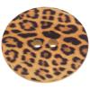Flacher Kunststoffknopf mit Leopardenmuster in Braun