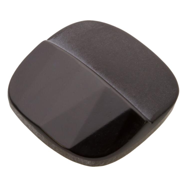 Glasknopf quadratisch in Schwarz - eine Hälfte glänzend und andere matt 18mm