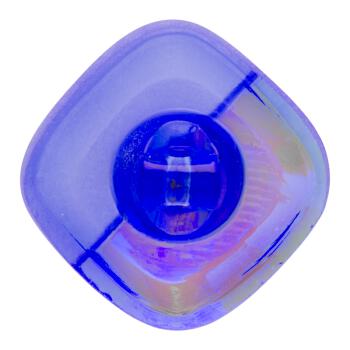 Glasknopf quadratisch in Blau - eine Hälfte glänzend und andere matt