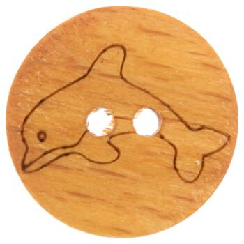 Kinderknopf - Holzknopf mit Delfin-Motiv