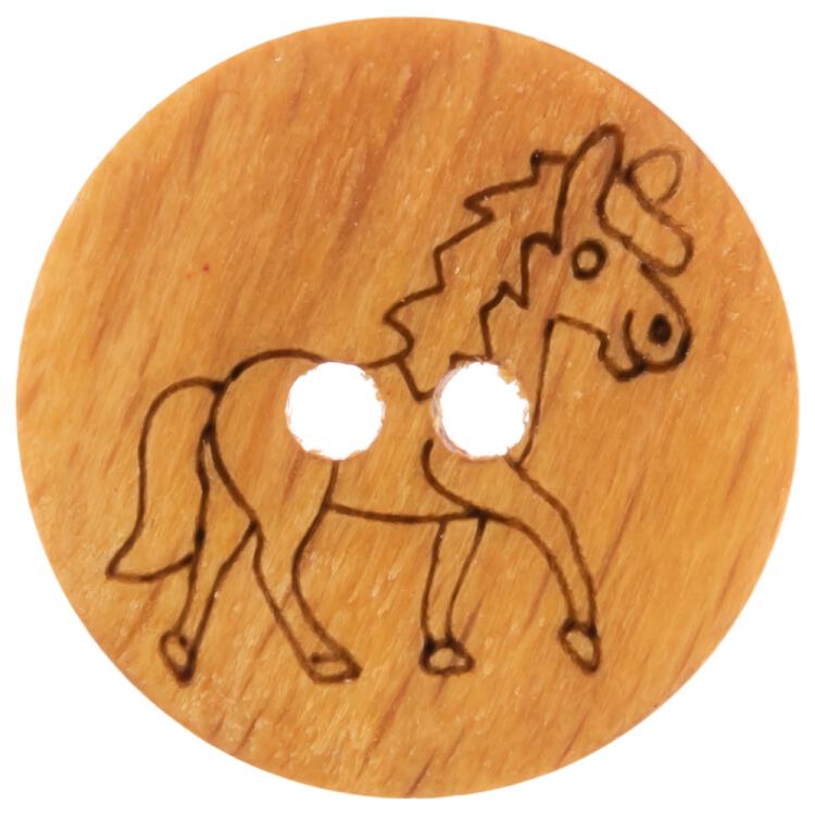 Kinderknopf - Holzknopf mit Pferd-Motiv