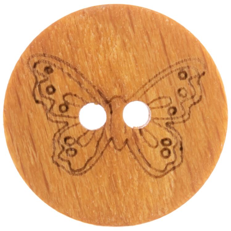 Kinderknopf - Holzknopf mit Schmetterling-Motiv 18mm