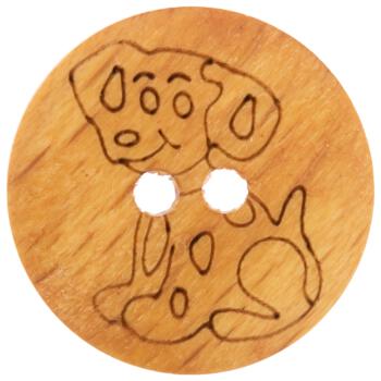 Kinderknopf - Holzknopf mit Hund-Motiv