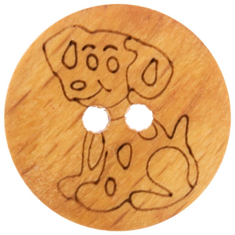 Kinderknopf - Holzknopf mit Hund-Motiv 15mm