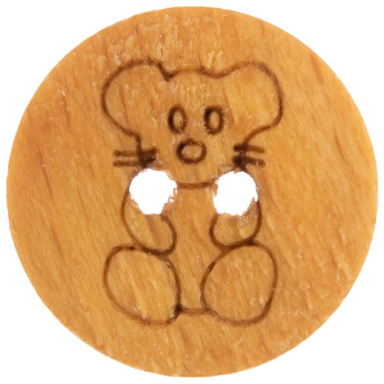 Kinderknopf - Holzknopf mit Maus-Motiv