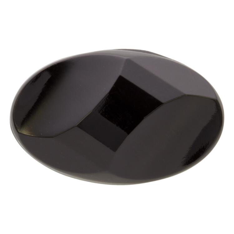 Ovaler Glasknopf in Schwarz an beiden Seiten abgeschliffen 23mm