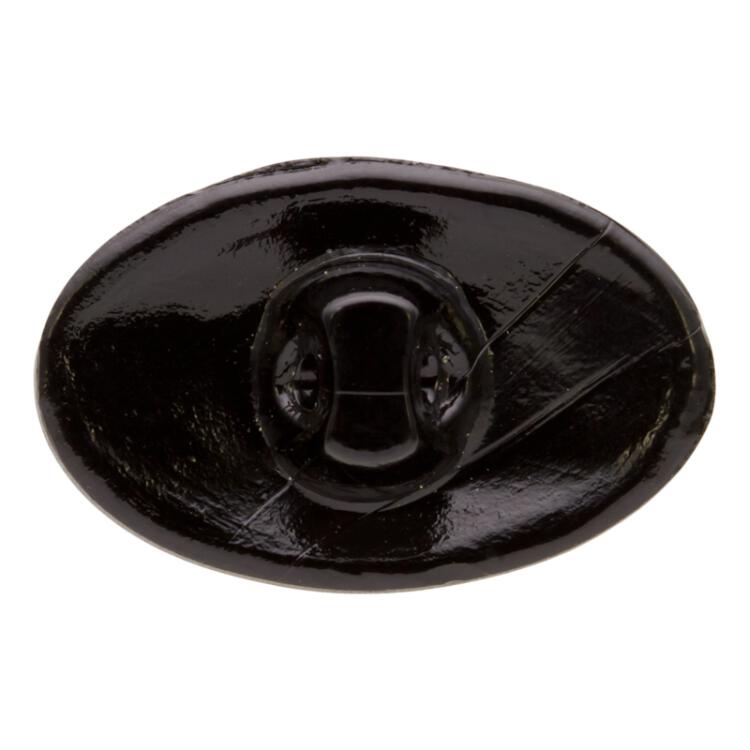 Ovaler Glasknopf in Schwarz an beiden Seiten abgeschliffen 23mm
