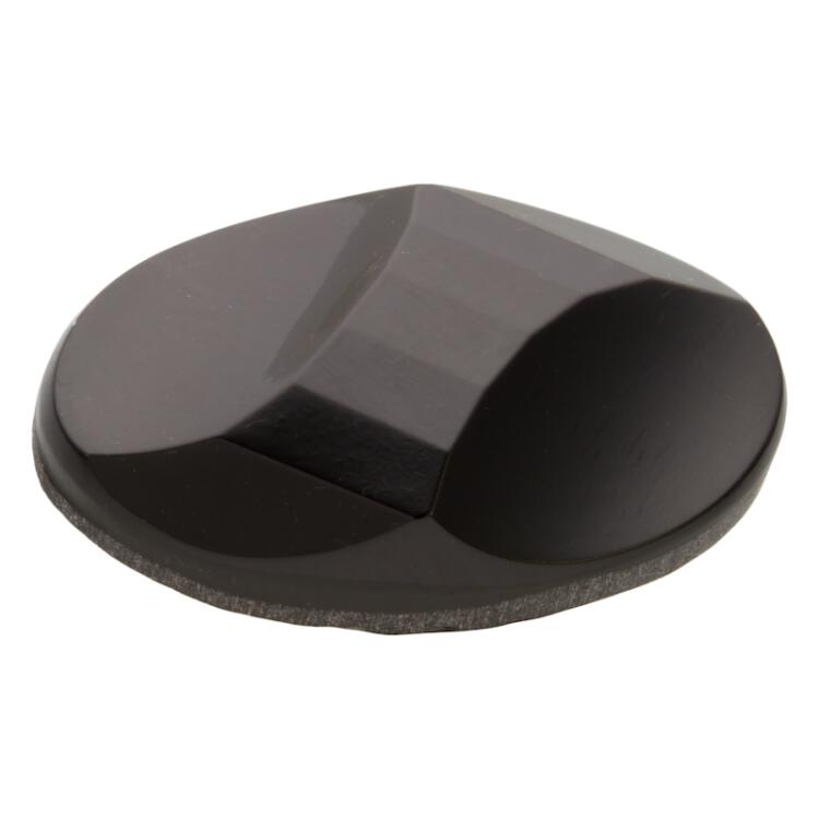 Ovaler Glasknopf in Schwarz an beiden Seiten abgeschliffen 28mm