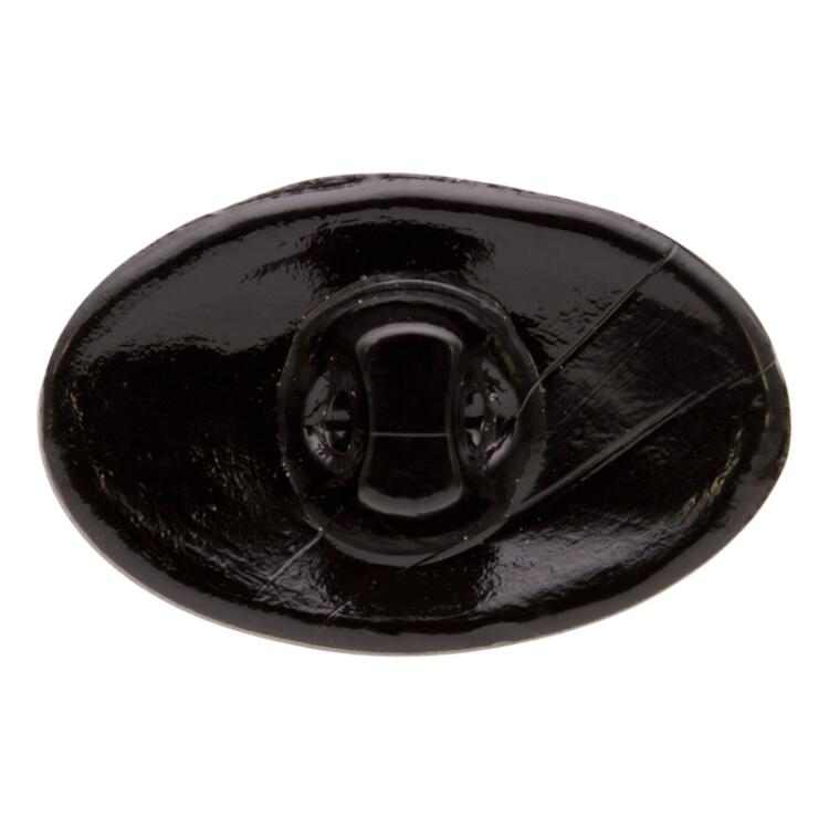 Ovaler Glasknopf in Schwarz an beiden Seiten abgeschliffen 28mm