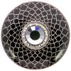 Schmuckknopf aus Metall in Schwarz-Silber mit feinem Netzmuster und Swarovski Kristall