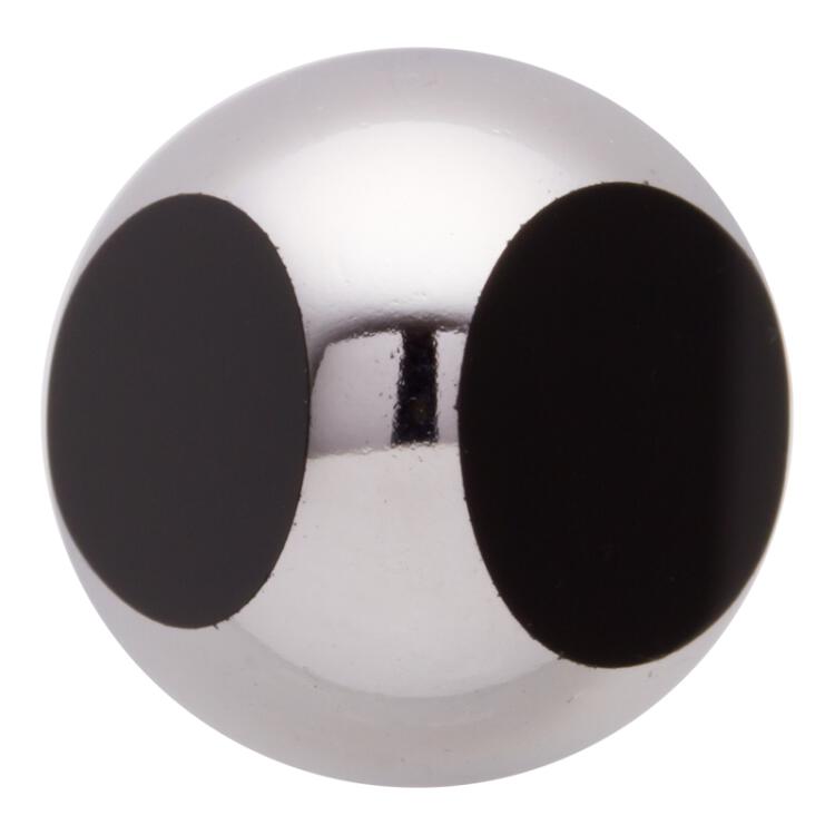 Kugelförmiger Glasknopf in Silber angeschliefen an zwei Seiten